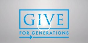 Blue and silver Give for Generations logo