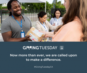 Charity Listing for GivingTuesday people handing out food hampers