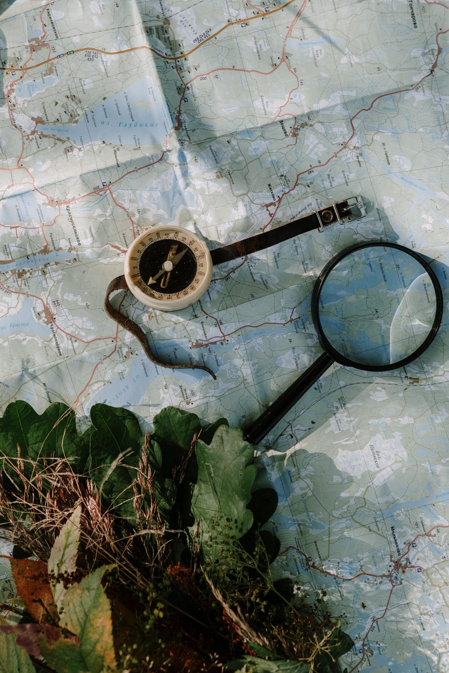 Map and compass to help plan a route